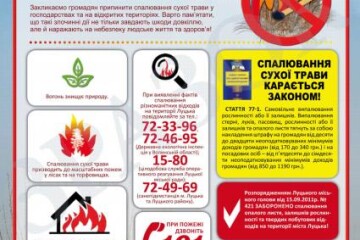 Луцький МРВ УДСНС України у Волинській області звертається до усіх громадян: не спалюйте суху траву