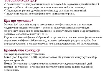 Запрошуємо взяти участь у конкурсі проєктів «Молодь активна – місто прогресивне»