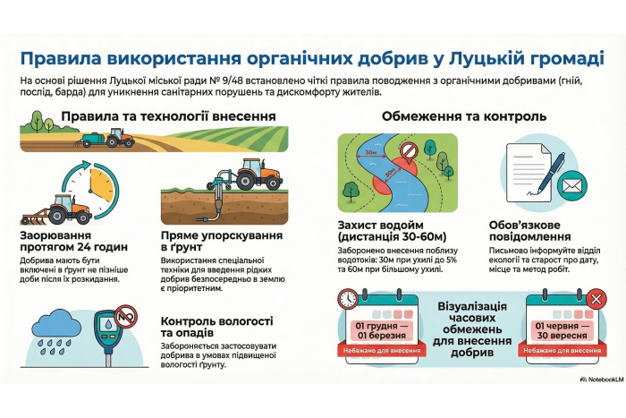 Нагадуємо про правила застосування органічних добрив на території Луцької міської територіальної громади
