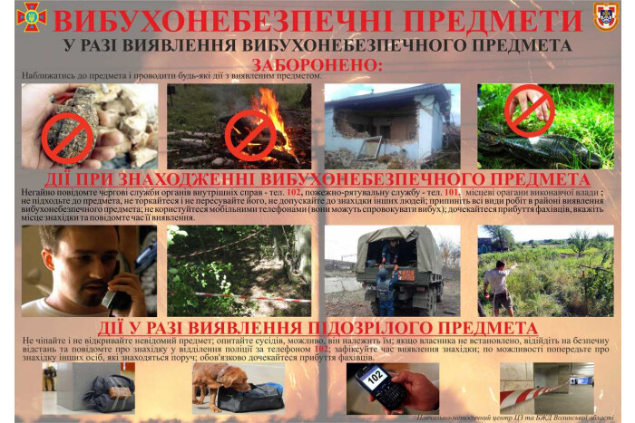 Алгоритм дій у випадку виявлення вибухонебезпечних предметів! 